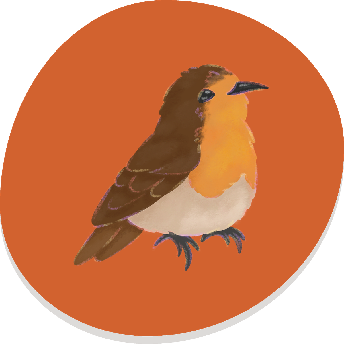 Robin illustration on an orange circle — Bookmarks