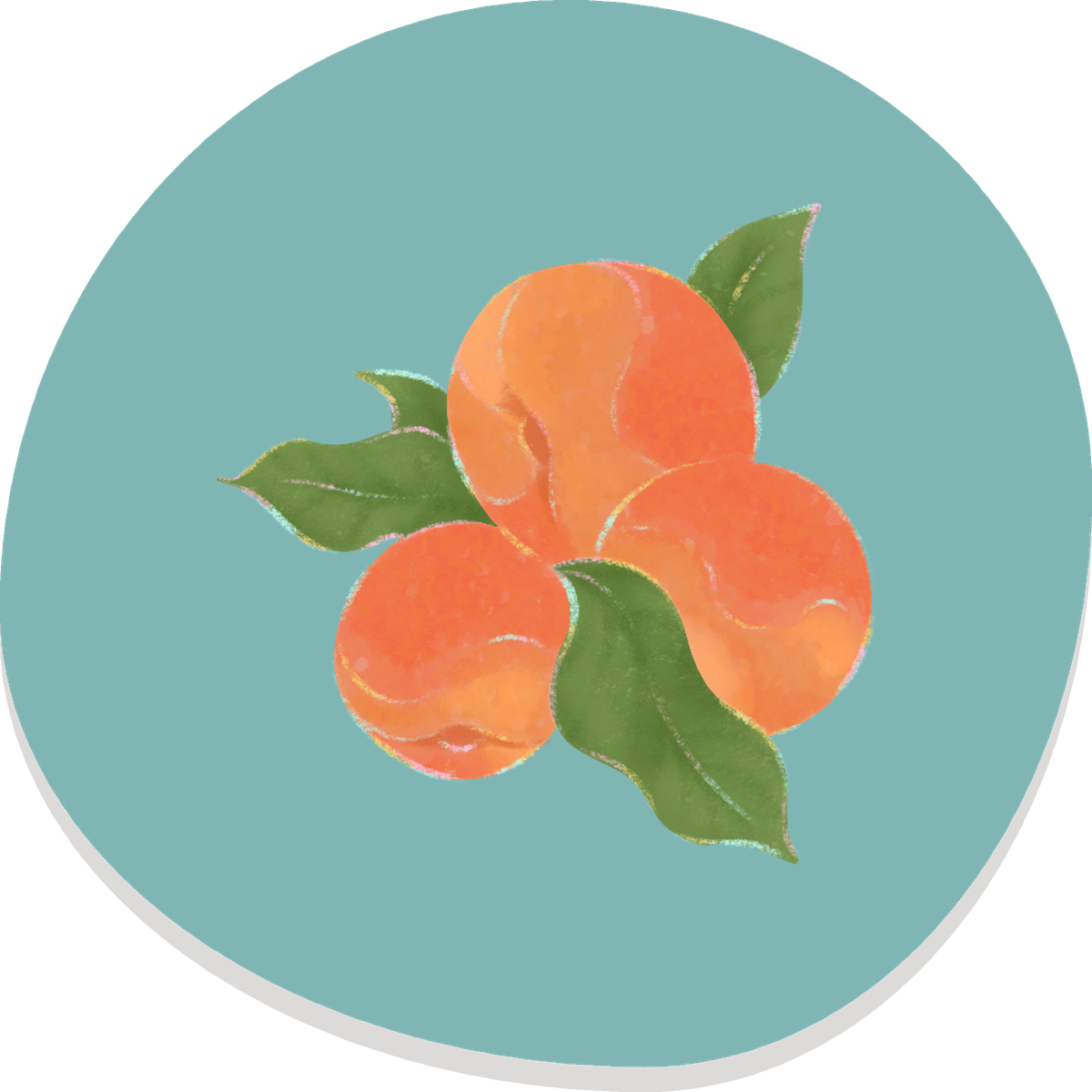 Peaches illustration on a light blue circle — Magnets