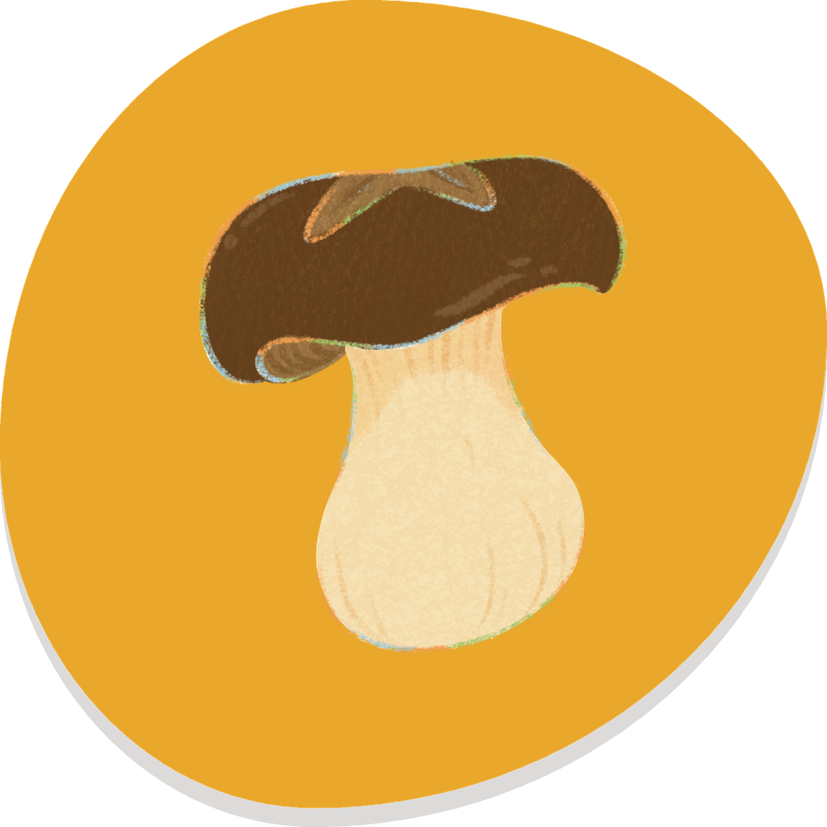 Mushroom illustration on a gold circle — Prints