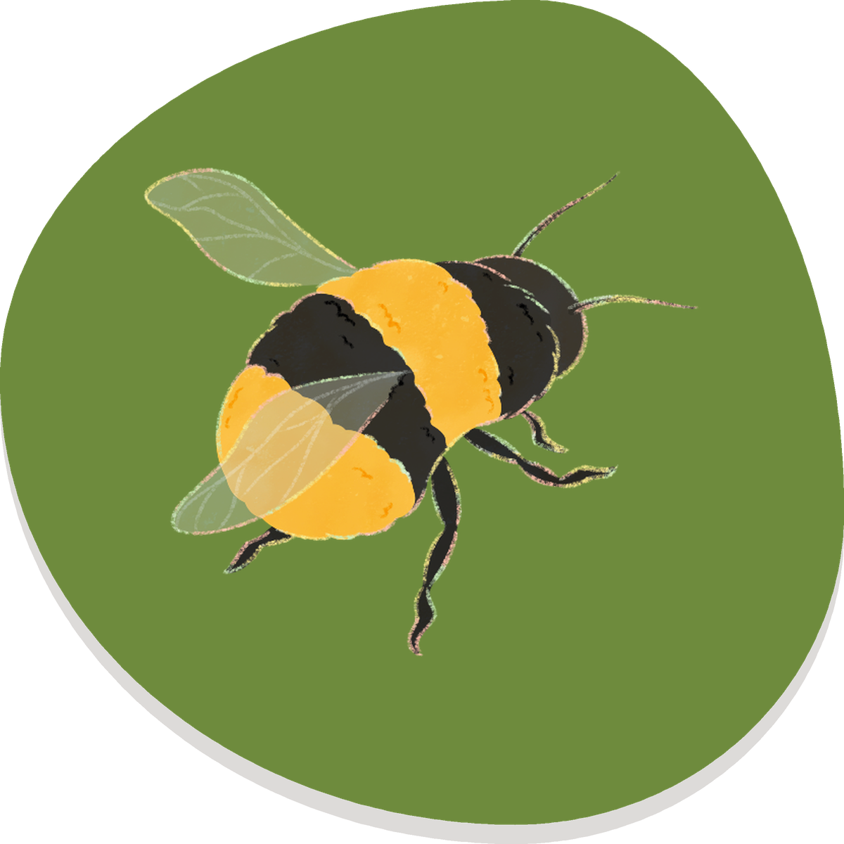 Bumblebee illustration on a green circle — Stickers
